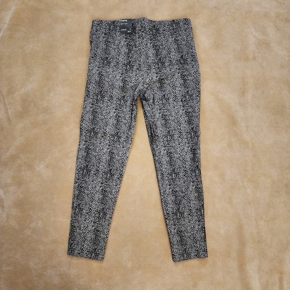 Alfani Comfort Waist Animal Print Pants with Stretch Black & Gray Size Large NWT